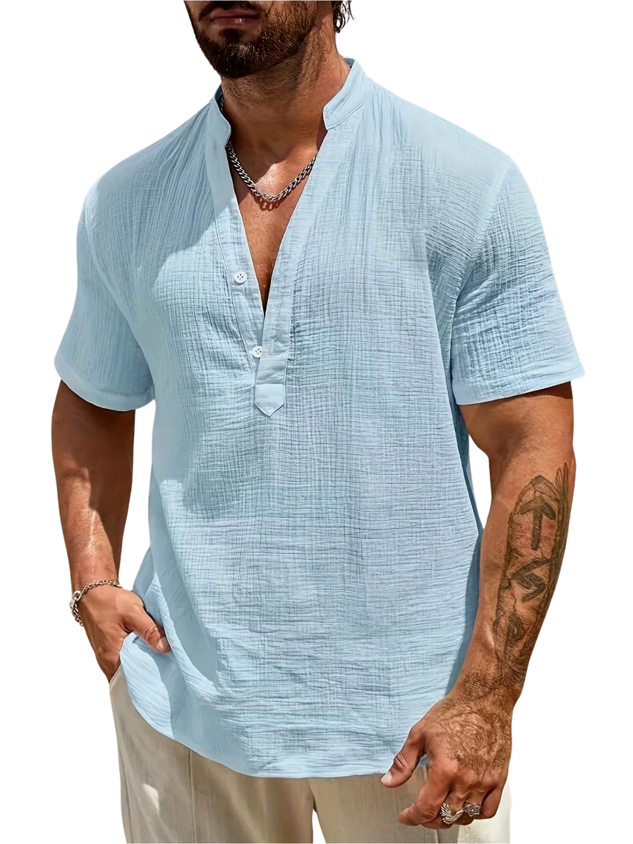 David | Camisa de verano elegante con cuello alto