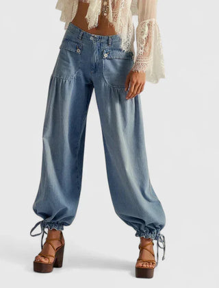 Pamela | Pantalón Bohemio con Bolsillos de Doble Pliegue