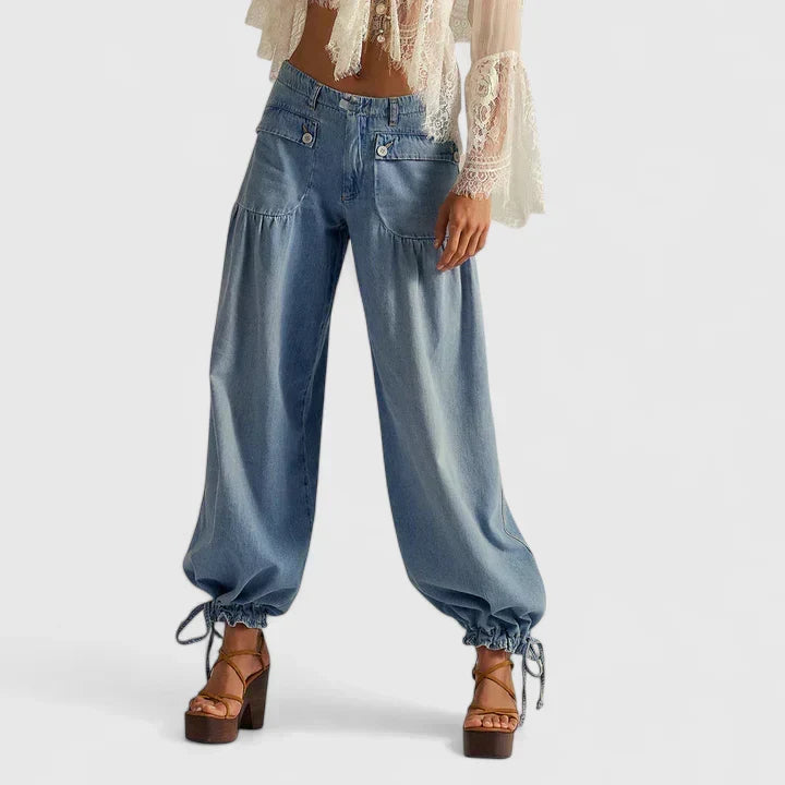 Pamela | Pantalón Bohemio con Bolsillos de Doble Pliegue