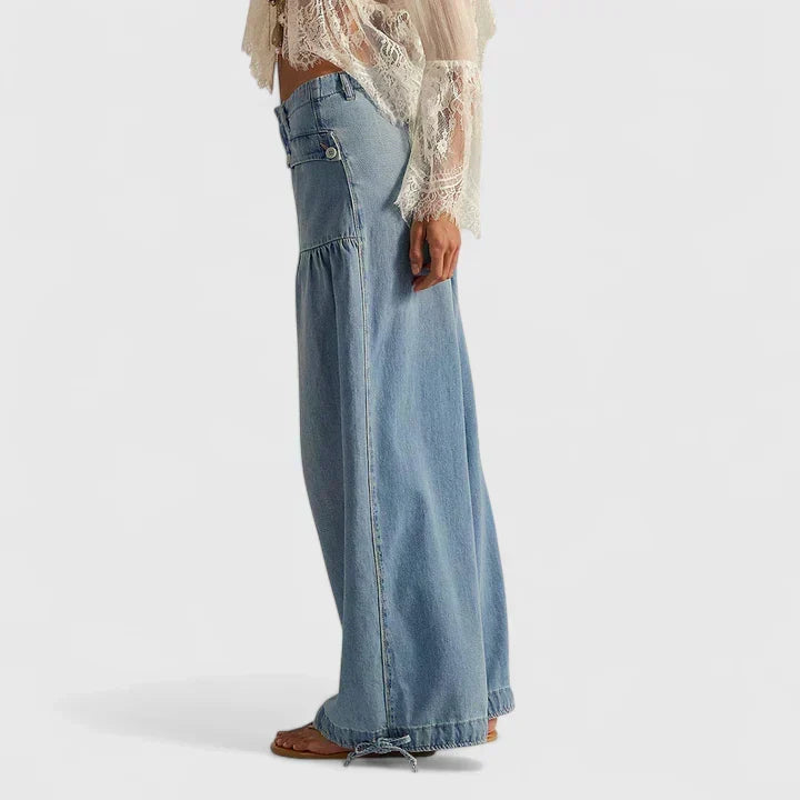Pamela | Pantalón Bohemio con Bolsillos de Doble Pliegue