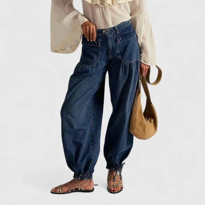 Pamela | Pantalón Bohemio con Bolsillos de Doble Pliegue