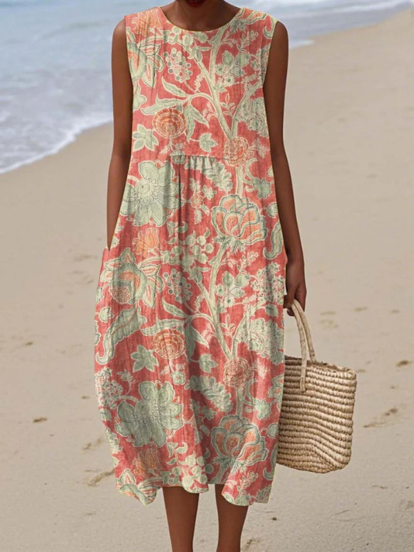 Mónica | Vestido Midi Floral Sin Mangas