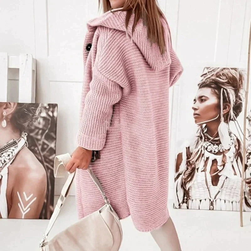Rhoswen | Cárdigan Largo Tejido con Capucha