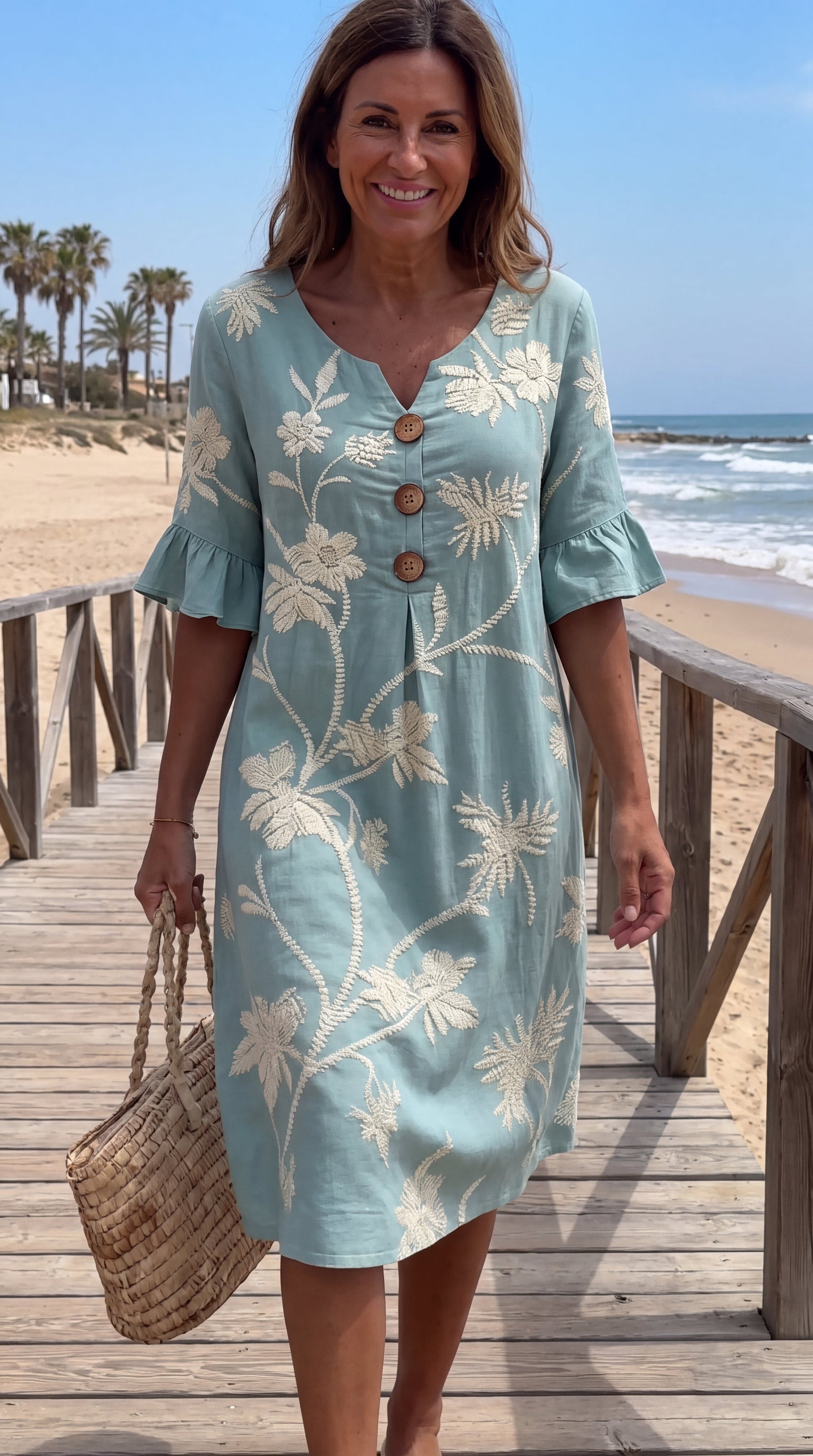 Yolanda | Vestido Floral Cómodo con Escote en V