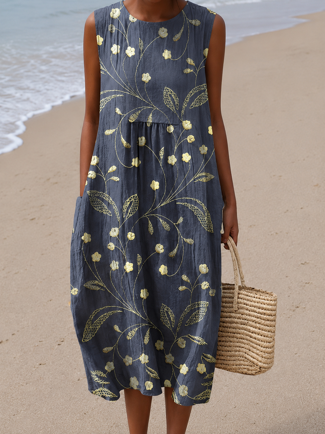 Pilar | Vestido Midi Floral Sin Mangas