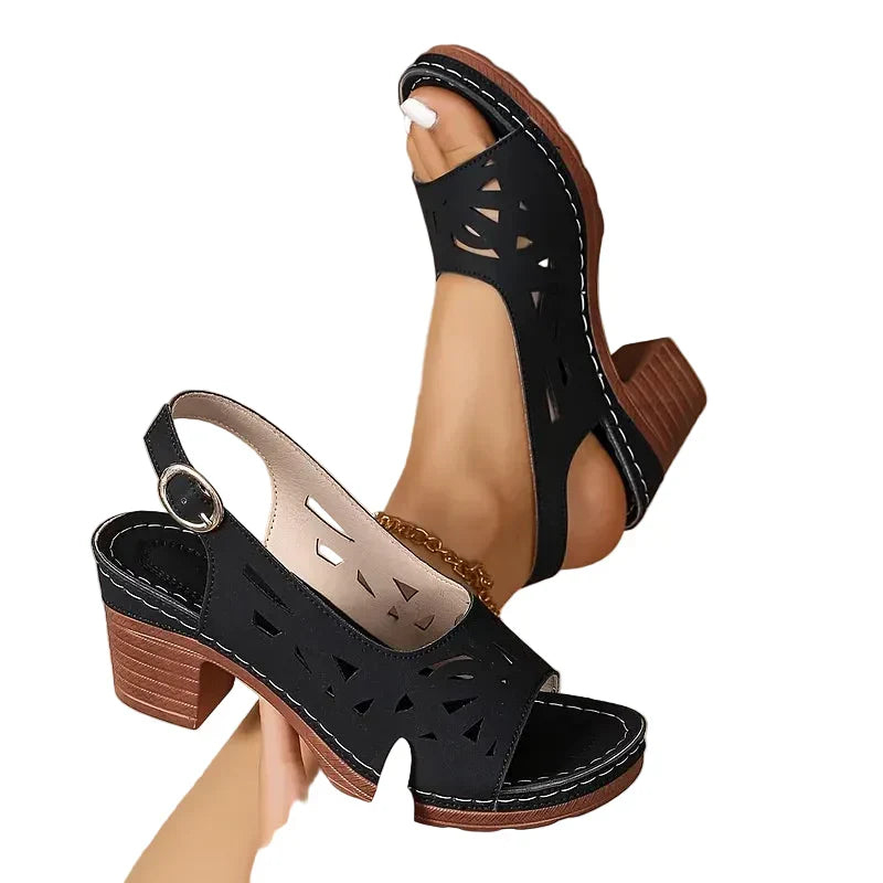 Julia | Sandalias con Tobillo y Tacón Bloque