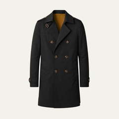 Gabardina Hombre Cruzada con Hebillas en los Puños - Negro