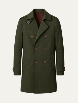Gabardina Hombre Cruzada con Hebillas en los Puños - Verde olivo