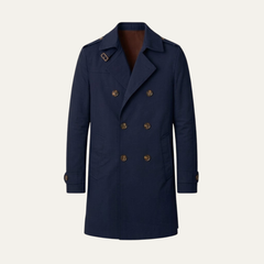 Gabardina Hombre Cruzada con Hebillas en los Puños - Azul marino