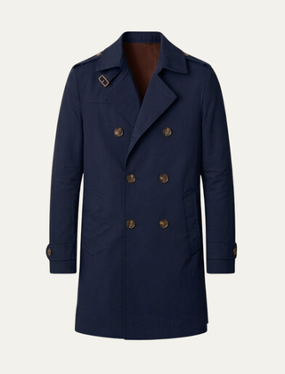 Gabardina Hombre Cruzada con Hebillas en los Puños - Azul marino