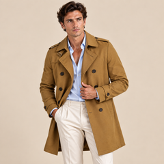 Gabardina Hombre Cruzada con Hebillas en los Puños