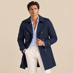 Gabardina Hombre Cruzada con Hebillas en los Puños