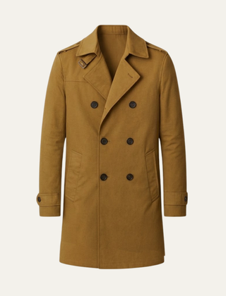 Gabardina Hombre Cruzada con Hebillas en los Puños - Camel
