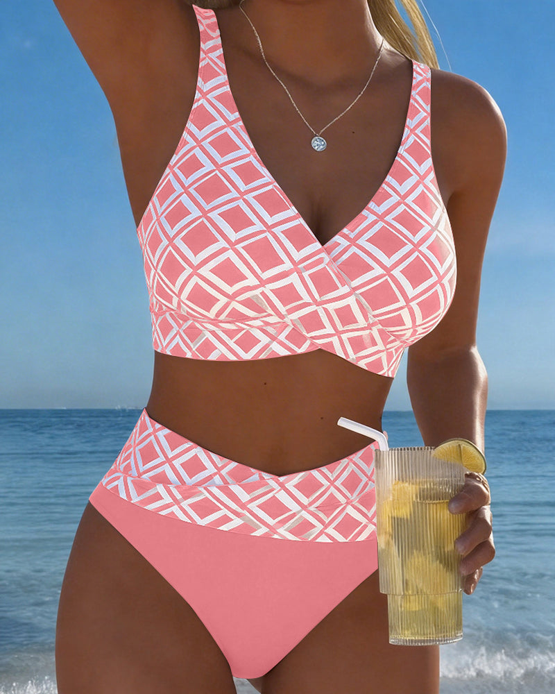 Graciela | Elegante Bikini de Dos Piezas con Motivo de Rombos