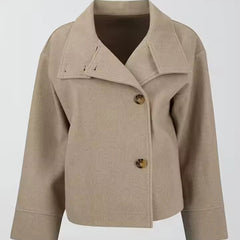 Abrigo Corto Mujer Cruzado Elegante - Beige