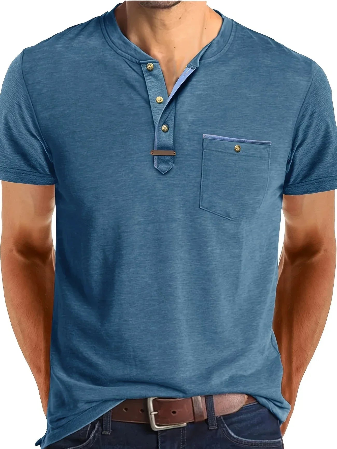 Pedro | Camiseta de cuello redondo elegante con bolsillo