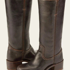 Botas de Piel Mujer Altas a la Rodilla - Café oscuro