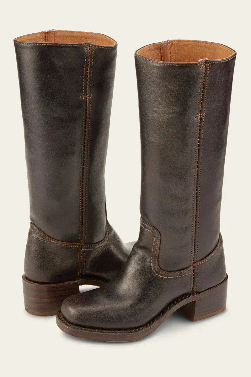 Botas de Piel Mujer Altas a la Rodilla - Café oscuro
