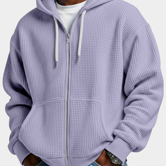 Sudadera Oversize Hombre Waffle con Capucha - Lila