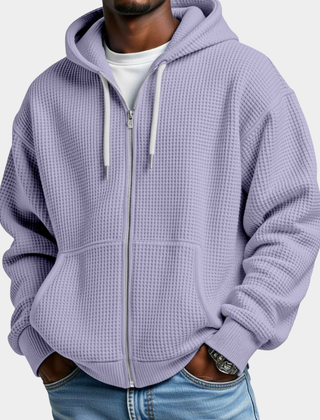 Sudadera Oversize Hombre Waffle con Capucha - Lila