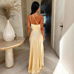 Vestido de gala satinado liso