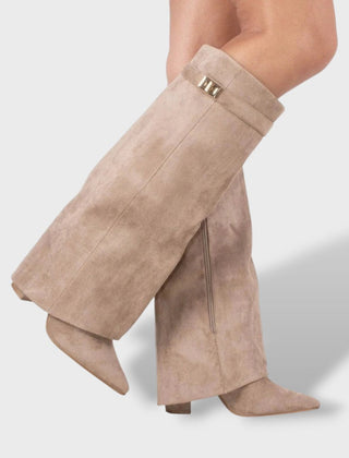 Botas Altas Mujer de Gamuza Clásicas - Beige