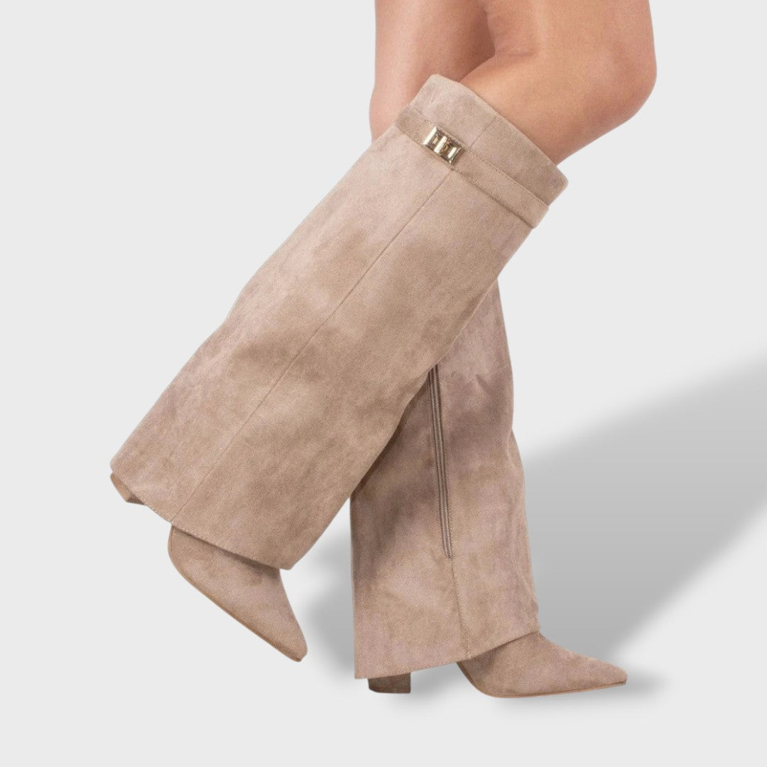 Botas Altas Mujer de Gamuza Clásicas - Beige
