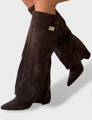 Botas Altas Mujer de Gamuza Clásicas - Café