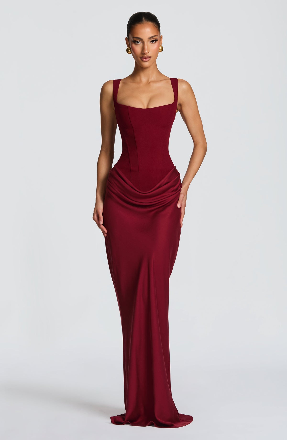 Vestido de noche elegante corset con cordones - Rojo