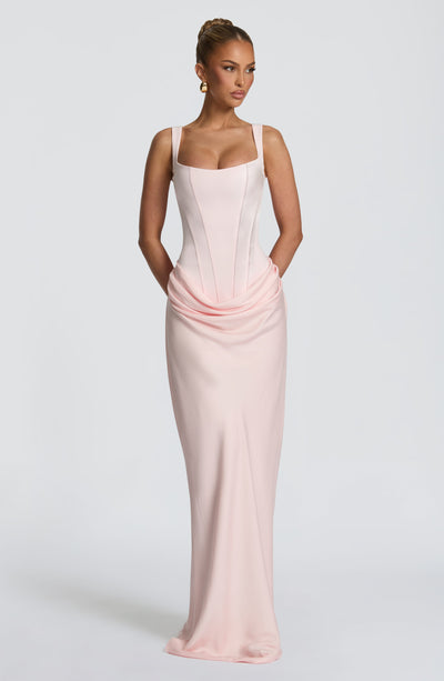 Vestido de noche elegante corset con cordones - Rosa