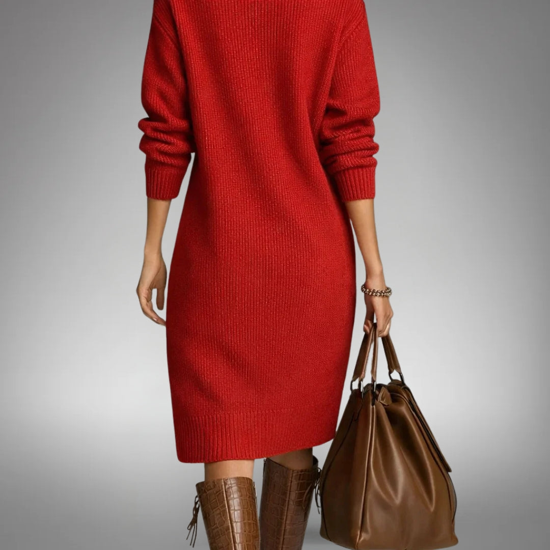 Vestido de Punto Midi Tipo Polo
