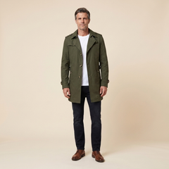 Gabardina Hombre a la Rodilla con Cinturón - Verde