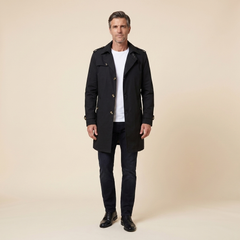 Gabardina Hombre a la Rodilla con Cinturón - Negro