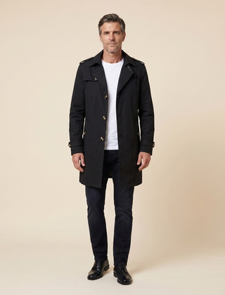 Gabardina Hombre a la Rodilla con Cinturón - Negro