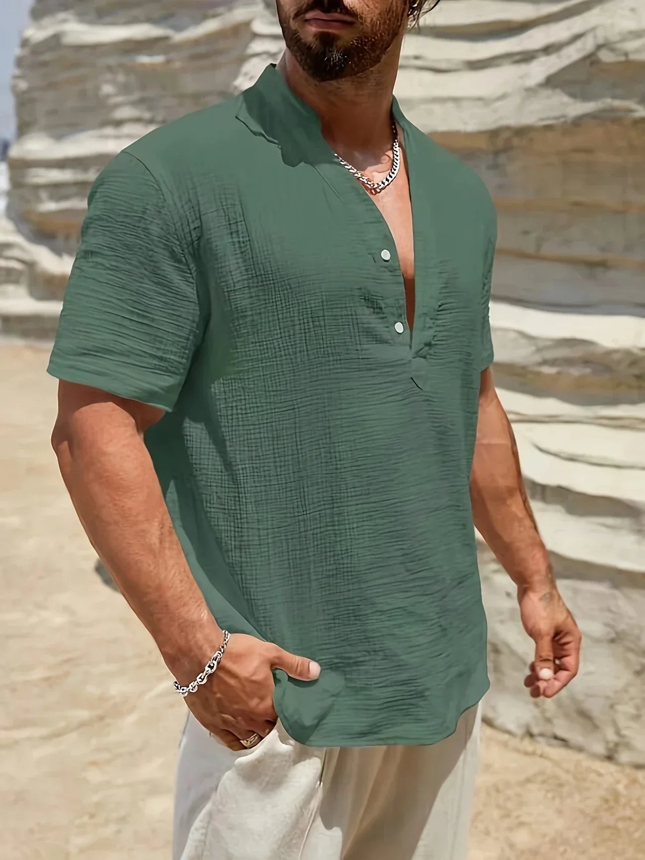 David | Camisa de verano elegante con cuello alto