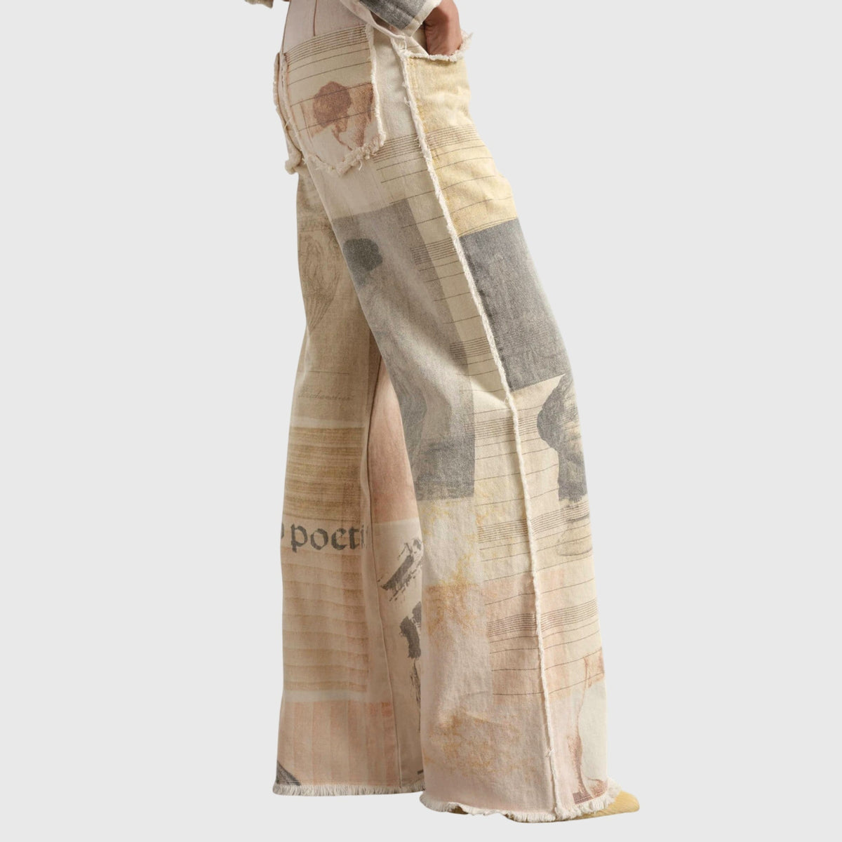 Itzia | Jeans de Pierna Ancha y Tiro Alto con Bajo sin Dobladillo