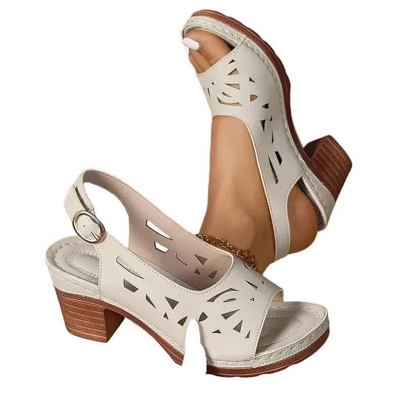 Julia | Sandalias con Tobillo y Tacón Bloque
