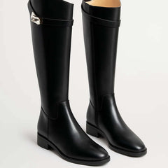 Botas Altas Mujer de Invierno con Hebilla - Negro