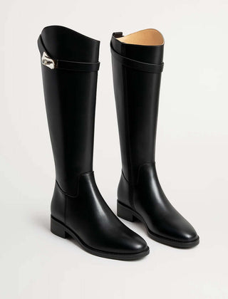 Botas Altas Mujer de Invierno con Hebilla - Negro