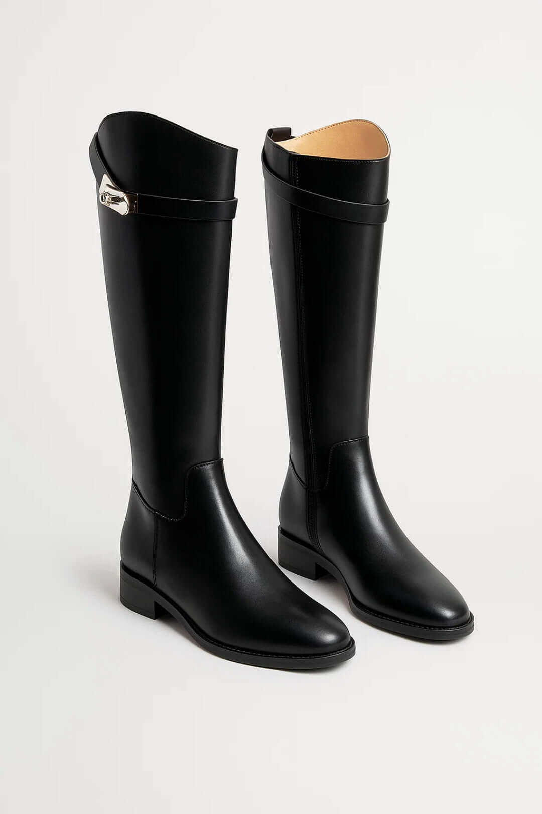 Botas Altas Mujer de Invierno con Hebilla - Negro