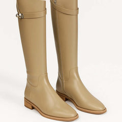 Botas Altas Mujer de Invierno con Hebilla - Beige