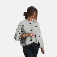 Mayte | Suéter de Invierno con Estampado de Corazones