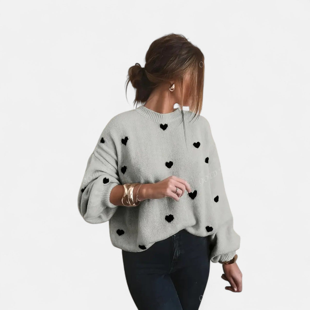 Mayte | Suéter de Invierno con Estampado de Corazones