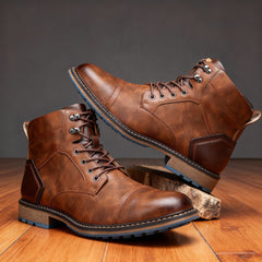 Botines Hombre con Agujetas y Puntera Reforzada - Castaño