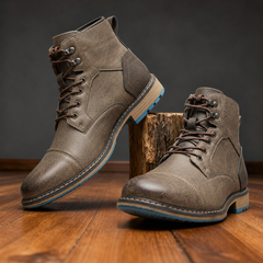 Botines Hombre con Agujetas y Puntera Reforzada - Gris topo