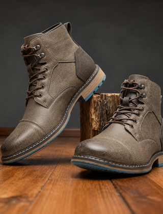 Botines Hombre con Agujetas y Puntera Reforzada - Gris topo