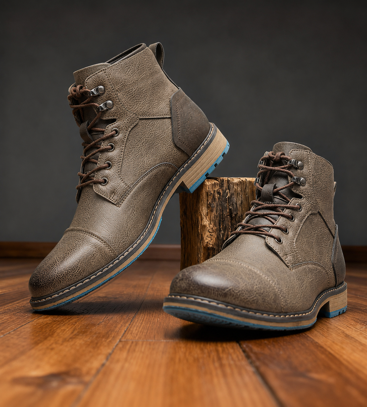 Botines Hombre con Agujetas y Puntera Reforzada - Gris topo