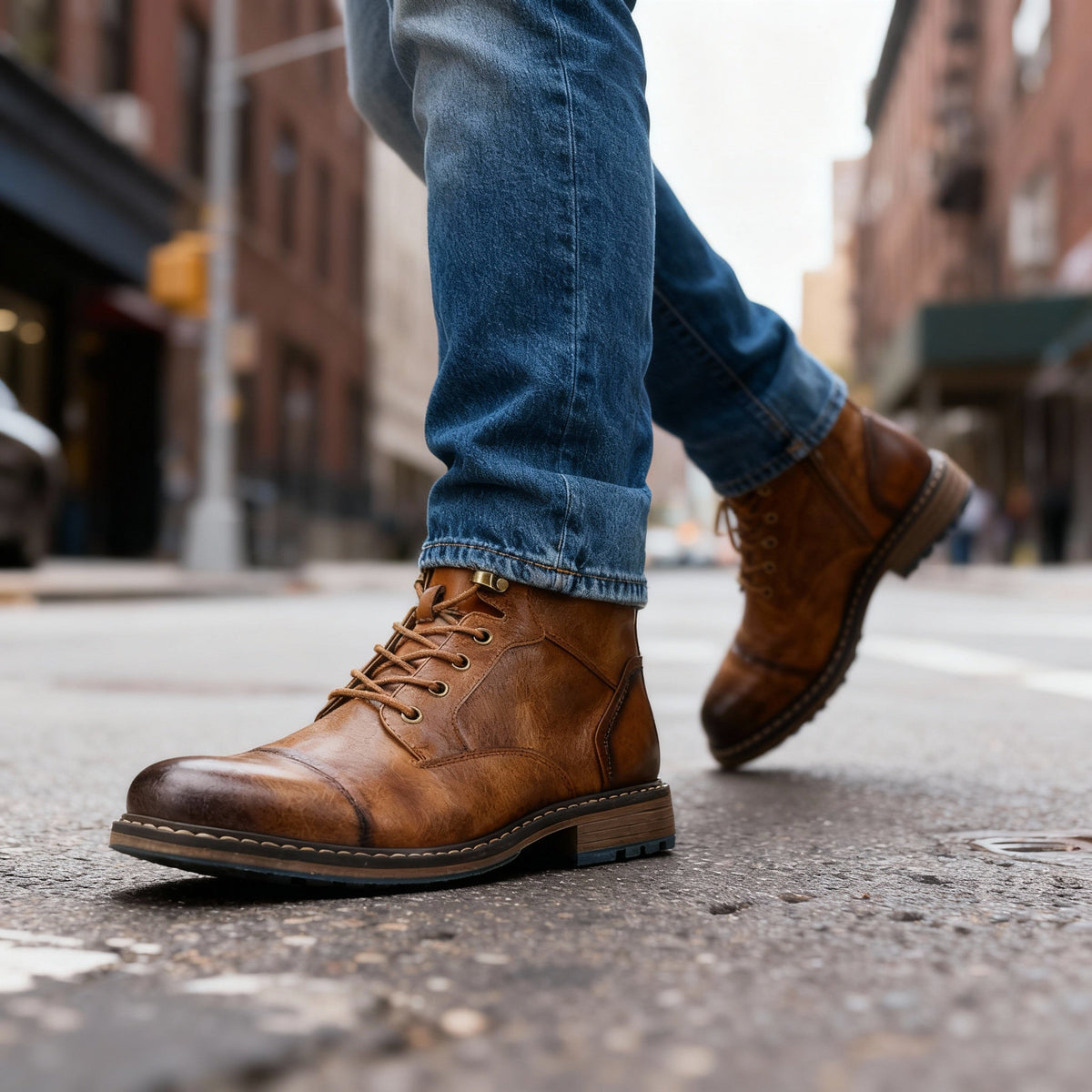 Botines Hombre con Agujetas y Puntera Reforzada