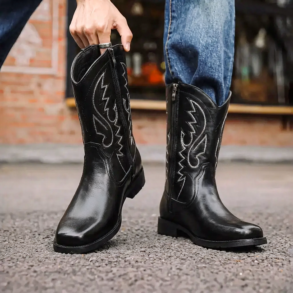 Botas Vaqueras Hombre Altas con Costura de Flama