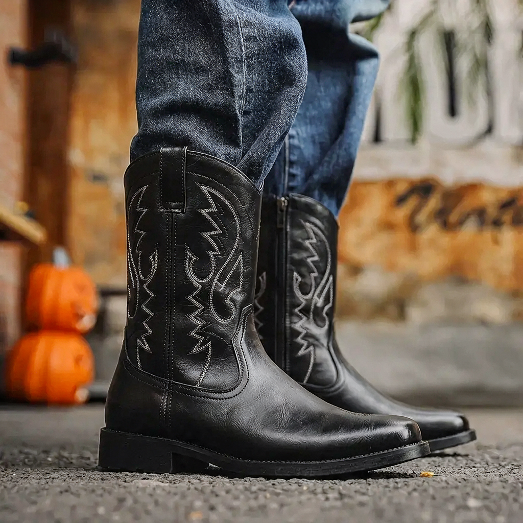 Botas Vaqueras Hombre Altas con Costura de Flama